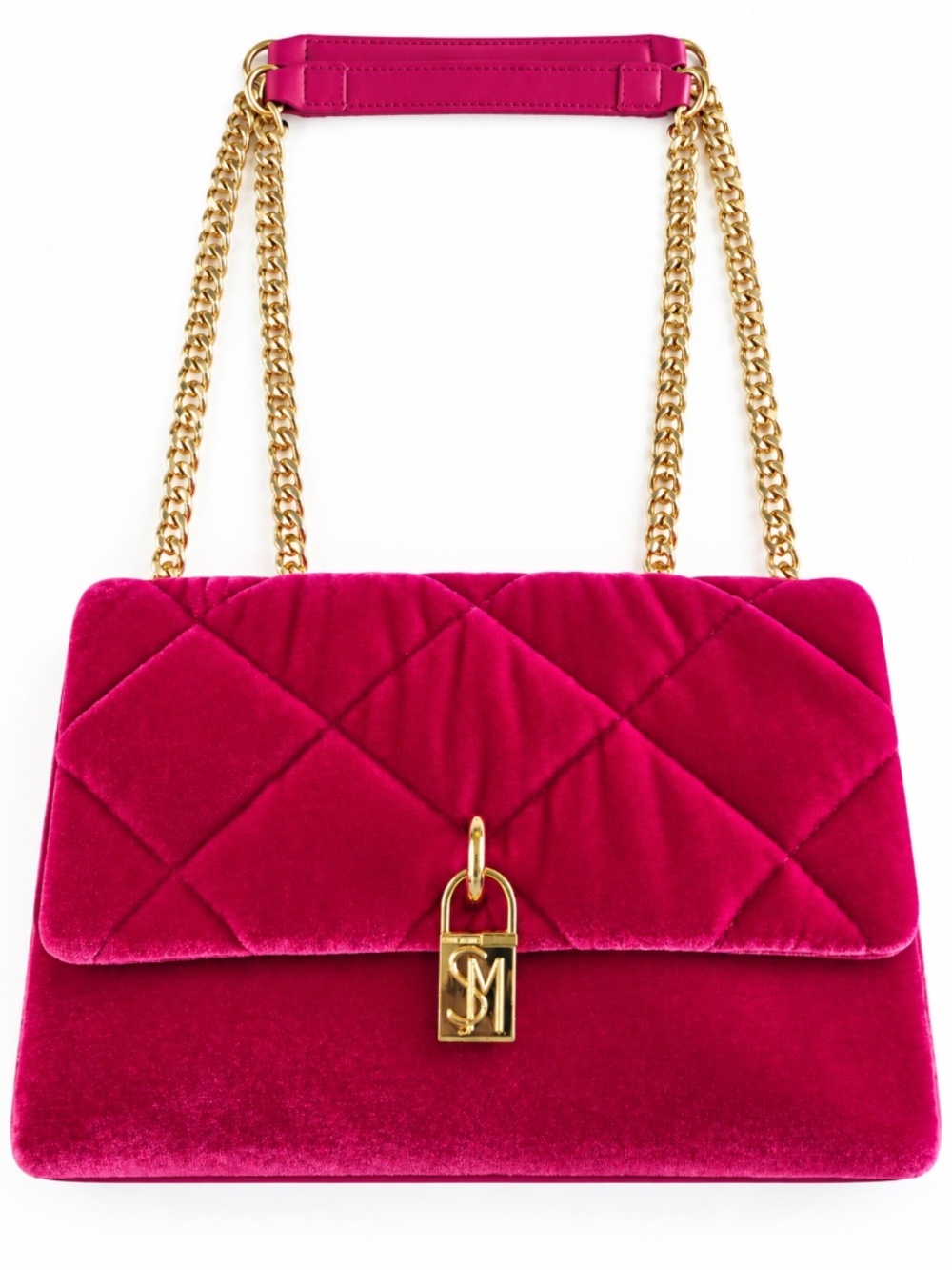 Viral Steve Madden B Coleman pink velvet shoulder bag/purse quilted charm luxury